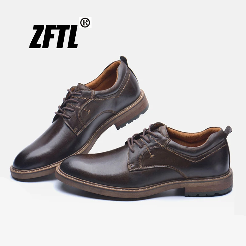 

ZFTL NEW men's casual shoes Man genuine leather business shoes lace up oxford Large size dress shoes men's formal shoes 0176