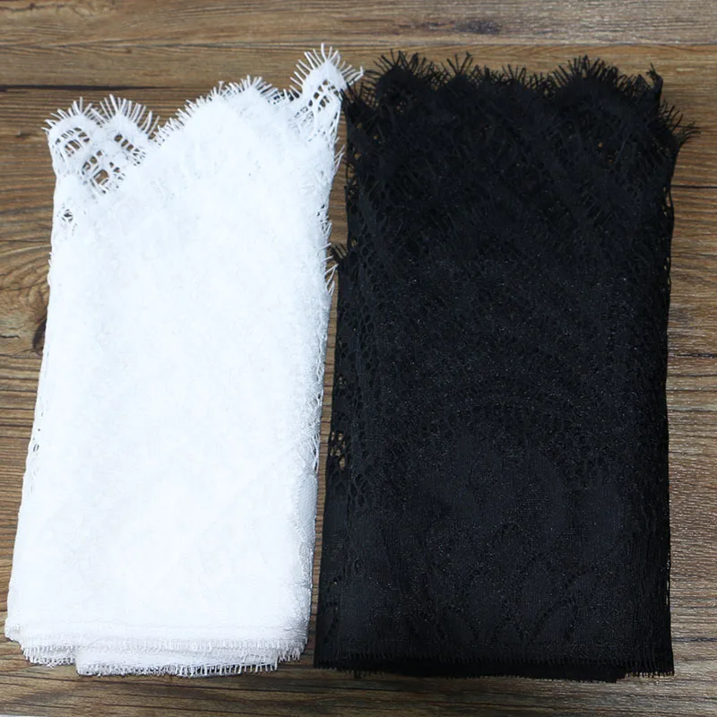 

3 yards 26 cm wide black and white eyelash lace fabric DIY garment textile decorative fabric