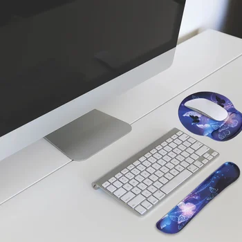 

1 Set Memory Foam Creative Ergonomic Padded Durable Practical Wrist Rest Mouse Keyboard Pad for Office Home Computer Laptop