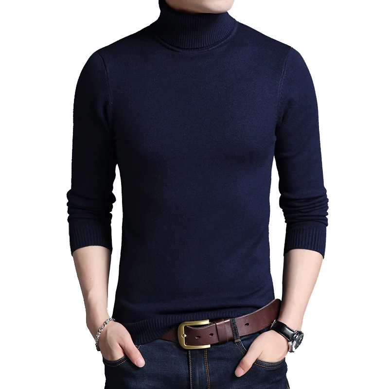 New Turtleneck Sweater Knitwear Base-Coat Long-Sleeve Thickened Slim Men's TFETTERS Black KJnJQBm65