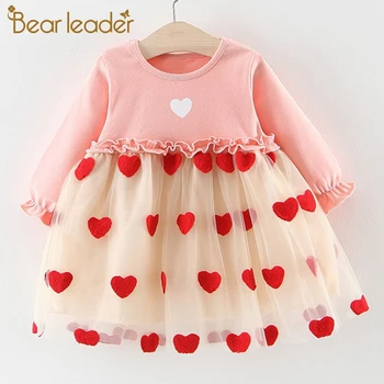 

Bear Leader Grils Dresses New Summer Girl Baby Party Dress Print Pattern Soft Mesh Kids Princess Dress Newborn Children Clothing