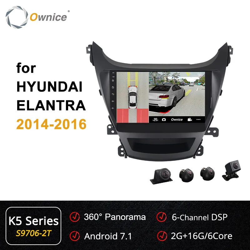 Ownice K1 K2 K3 K5 K6 ANDROID 9,0 8 core автомобильный DVD gps радио для HYUNDAI ELANTRA 2011 2012 2013 4 аппарат не привязан к оператору сотовой связи DSP 360 панорама - Цвет: S9706-2 K5 Series