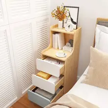 Table de chevet ultra étroite rouge moderne et simple, petit meuble de rangement, pour chambre à coucher