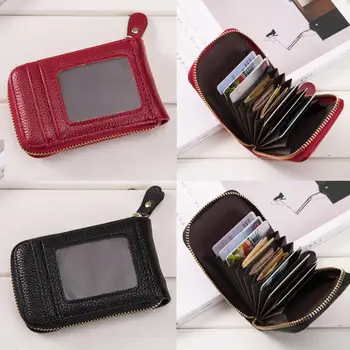 

RFID Blocking Zipper Thin Pocket Men's Wallet PU Fashion Credit Holder Card K5Z6