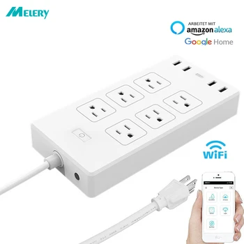 

WiFi Smart Power Strip Surge Protector 6 way AC US Plug Outlets Sockets with USB Remote Control Homekit Work Alexa Google Home