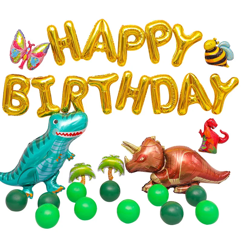 Вечерние шары из фольги зеленого динозавра на день рождения вечерние декоративные детские игрушки надувной баллон гелия джунгли животное на тему зоопарка декоративный шар