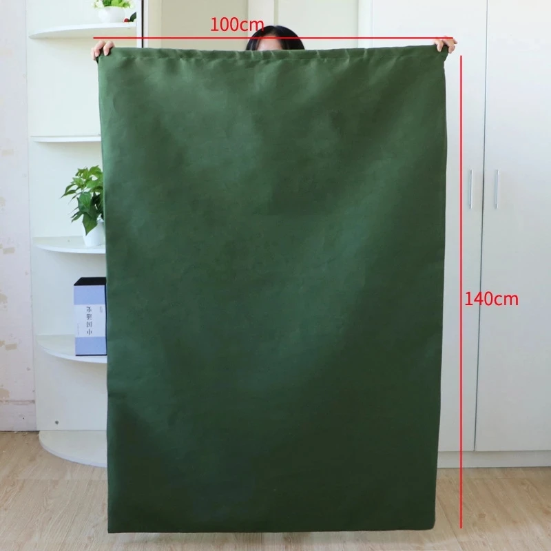 Moving Luggage Bags Large Canvas Heavy Duty Laundry Bags Green White Thick Breathable Dust-proof Drawstring Storage Pouch Bags 6