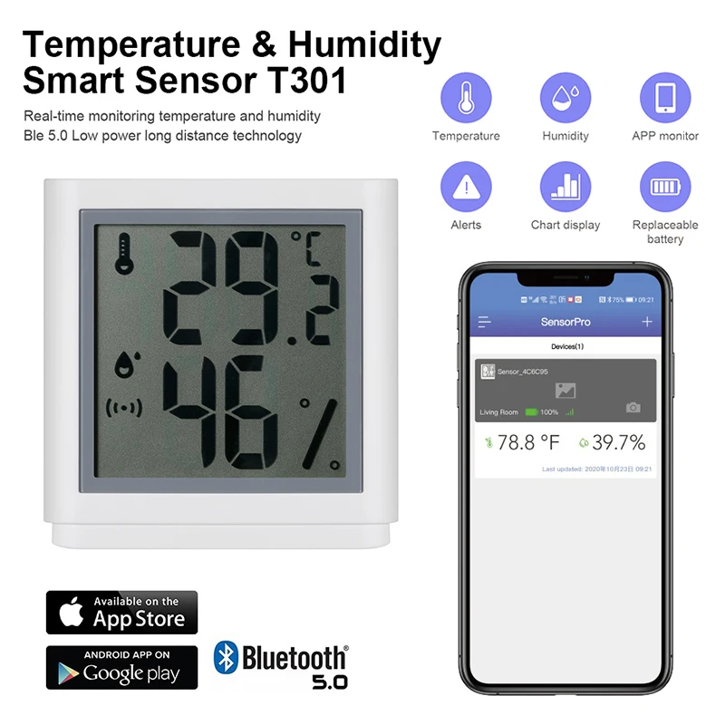 1-2x 20-50M Bluetooth pantalla interior Termometro Higrometro Temperatura Humedad 