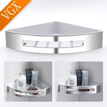 VGX Bathroom Shower Trangle Shelf Corner Storage Rack Organizer Wall Mounted Shelves Stainless Steel Basket Kitchen Accessories