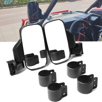 

UTV Rear View mirror Side Mirror mirror with 1.75"/2" Roll Bar Cage fit For Polaris Ranger and RZR 4 and XP 4 Top Crossbars 2"