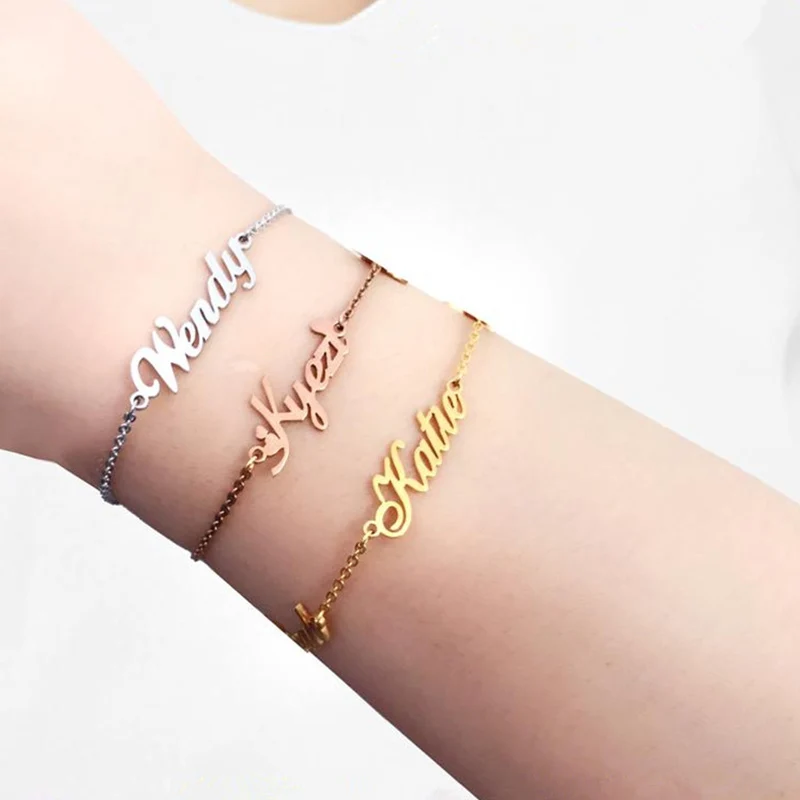 Personalized Name Charm Bracelet Women 