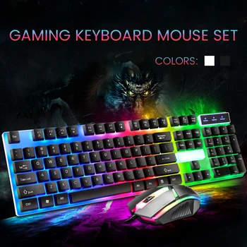 

Gaming Keyboard with Backlight RGB LED Keyboard And Mouse Wired keyboard Gaming for PC laptop computer pink black white