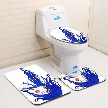 

3pcs/set Bathroom Mat Set Anti-slip Pedestal Rug 3D Painted Lid Toilet Cover Bathroom Floor Mats Flannel Bath Carpets