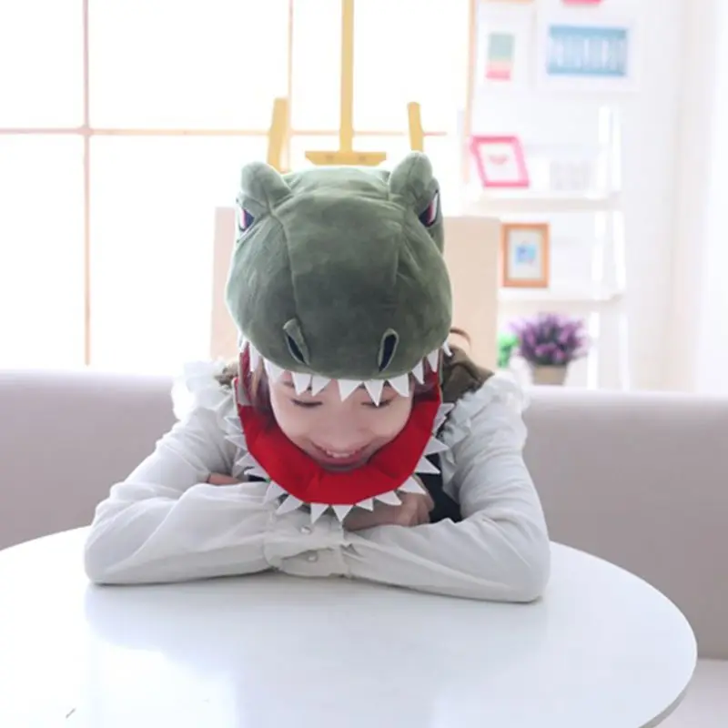 Японская Милая мультяшная шапка с динозаврами, маска для взрослых и детей на Хэллоуин, вечерние аксессуары для косплея, зимняя мягкая плюшевая забавная шапка с животными, реквизит