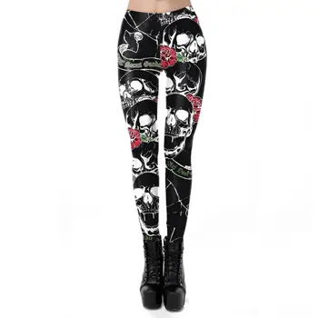 

New Cartoon Skeleton Costume Printed Leggings Women Plus Size Leggin Workout Modis Fitness Legging Scary Halloween