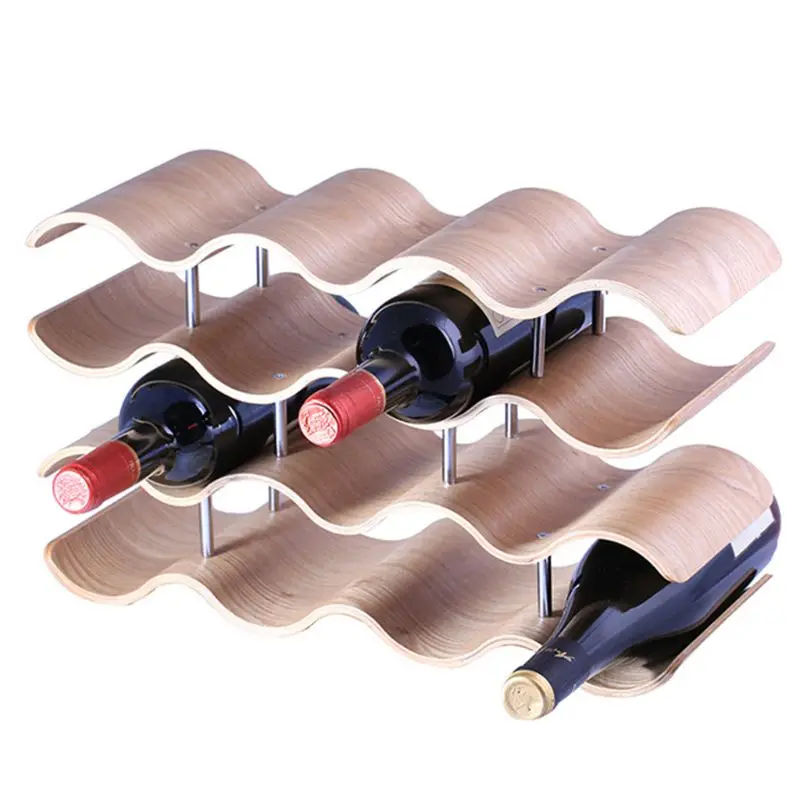 

Wooden Wave Wine Rack | Freestanding for Table, Bar or Counter |Modern Minimalist Design |Easy Assembly | Sweet and Dry
