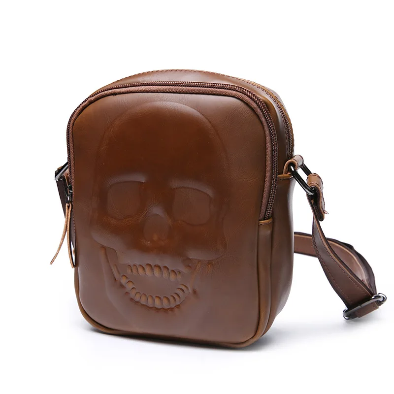 

Europe and the United States retro men's casual shoulder bag new ghost head pattern small backpack