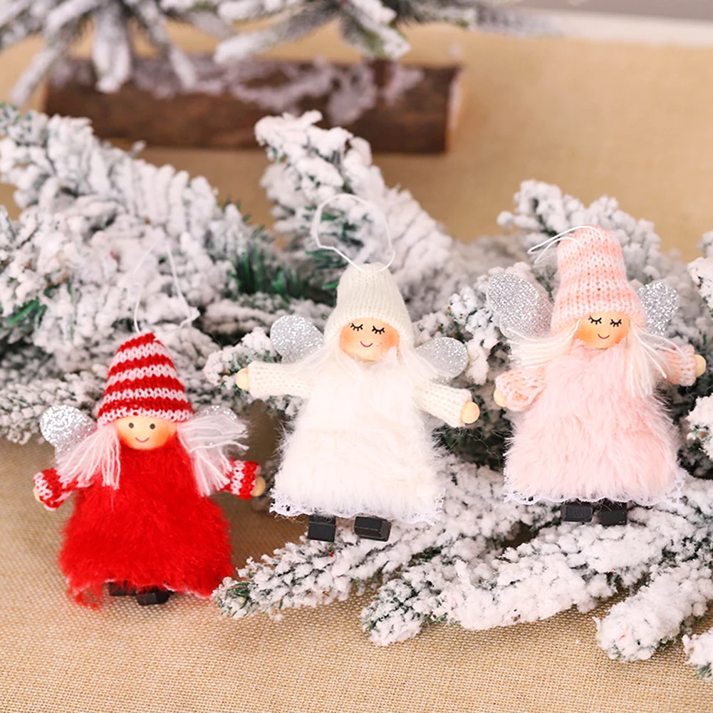 Милая кукла-ангел, плюшевая подвеска для девочки, украшения для рождественской елки, украшение для дома, Деревянная Рождественская елка, рождественский подарок для детей, год