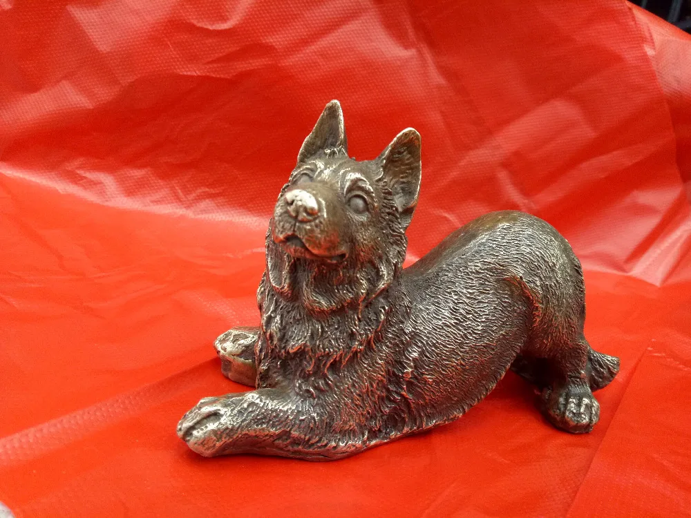

Folk Chinese Bronze Fengshui Zodiac Year Dog A pug Animal Sculpture Pair