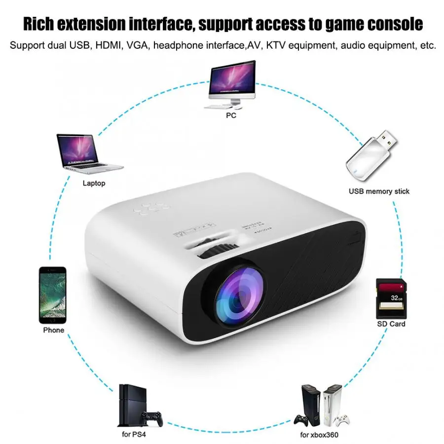 W90 Mini LCD красный и синий 3D 480P для Android Версия проектора белый 100 в 240 светодиодный