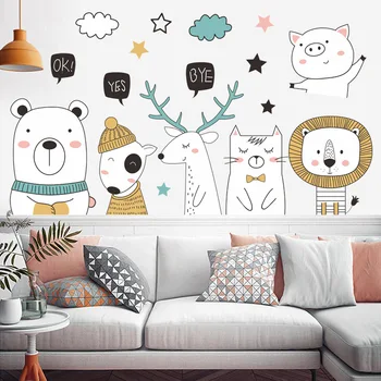 

DIY Cartoon Pet Wall Stickers Home Living Room Baby Nursery Room Background Wall Decoration Murals Poster Children's Products