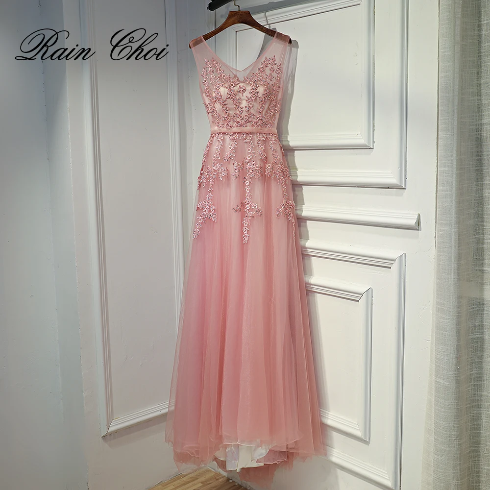 

Formal Evening Dresses 2019 New Arrival Real Photo V Neck Long Evening Dress