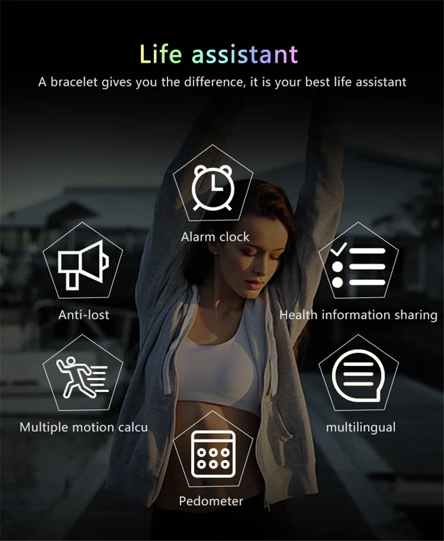 Bingofit Women Smart Watch Waterproof Heart Rate Blood Pressure Monitoring Pedometer Calories Health Bracelet Men Smartwatch