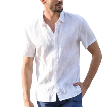 

Plus Szie Solid Men's Cotton Daily Casual Short sleeve Shirt top