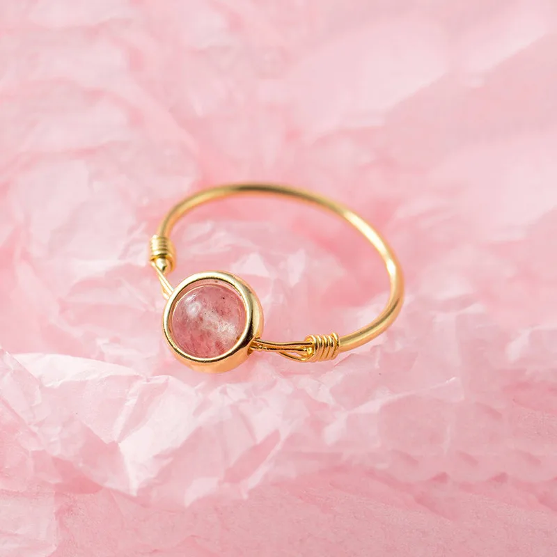 INZATT Настоящее серебро 925 проба Клубника Кристалл круглое кольцо для модных женщин вечерние милые ювелирные изделия аксессуары подарок