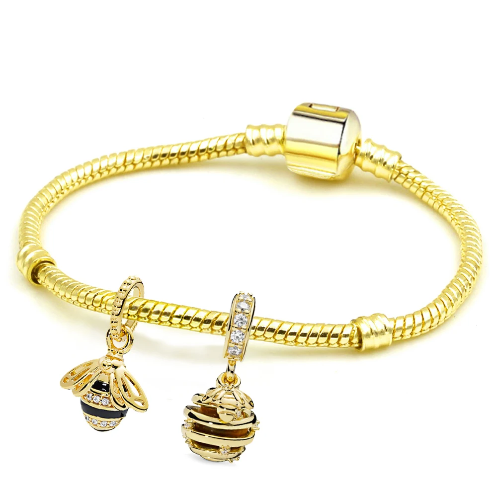 SEIALOY Простые Модные серебристые золотые Мультяшные бусины с животными браслеты с подвесками для женщин мужчин пары прекрасный брелок браслет подарок