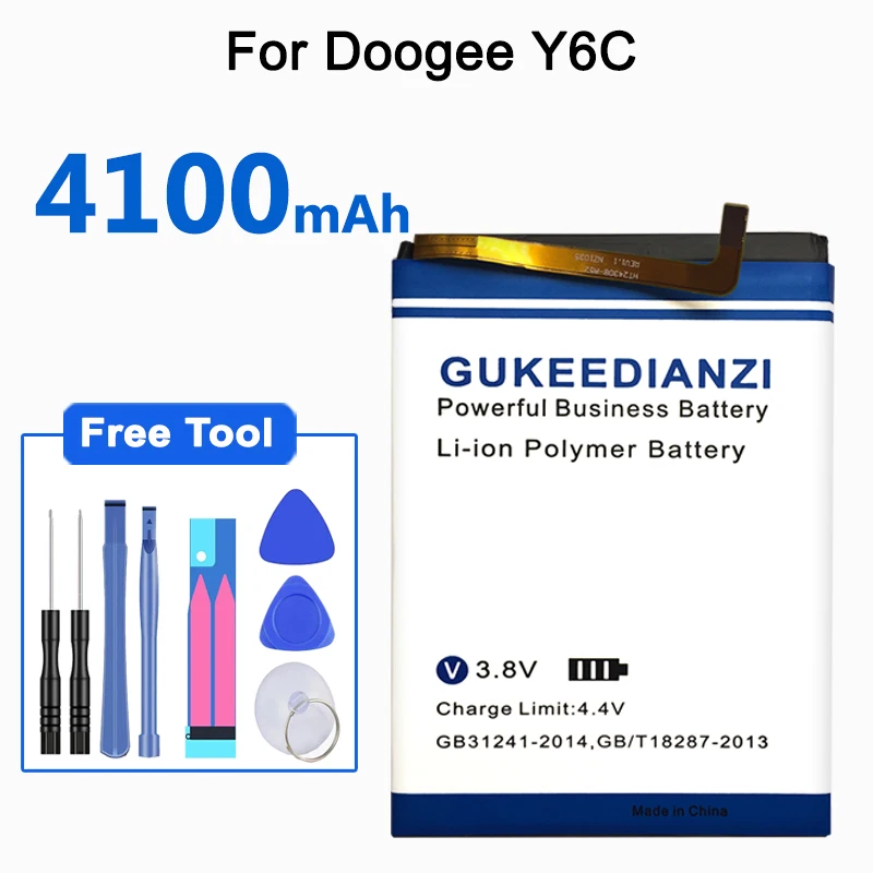 Аккумулятор GUKEEDIANZI BAT16523200 Для Doogee Y6 C Y6C, 5,5 дюймов, мобильный телефон, 4100 мА/ч, литий-ионная аккумуляторная стабильная батарея