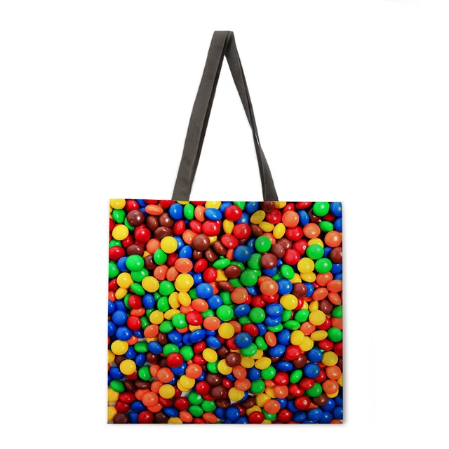 Ladies Shoulder Bag Rainbow Stripe Printing Casual Handbag Linen Fabric Handbag Reusable Shopping Bag Foldable Beach Bag Handbag 6