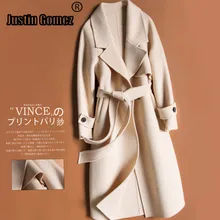 Высококачественное теплое плотное Женское зимнее пальто с поясом женское длинное весенне-осеннее шерстяное пальто шесть цветов выбор одежды для женщин