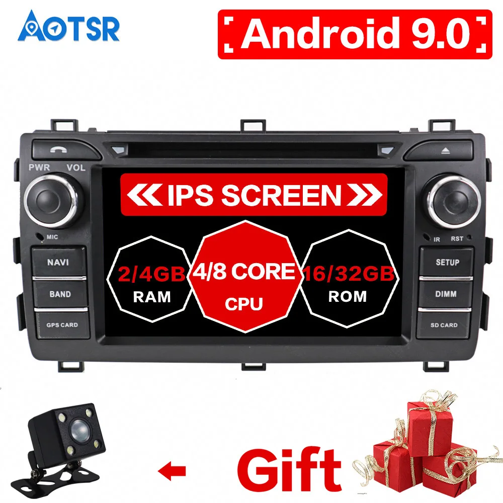 Автомобильная Мультимедийная система Android 9 0 64 ГБ автомобильный DVD-плеер для Toyota