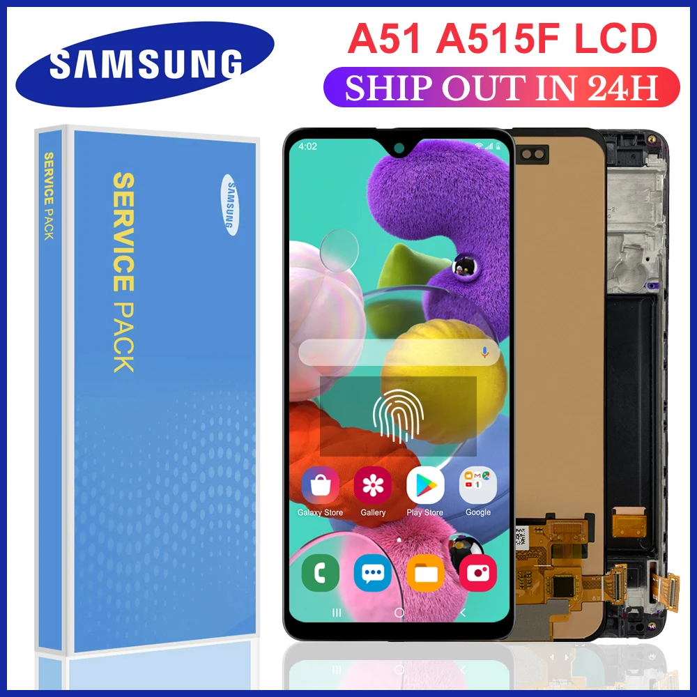 Дисплей 100% SUPER AMOLED для Samsung Galaxy A51 A515 A515F A515F/DS A515FD сенсорный экран с рамкой и