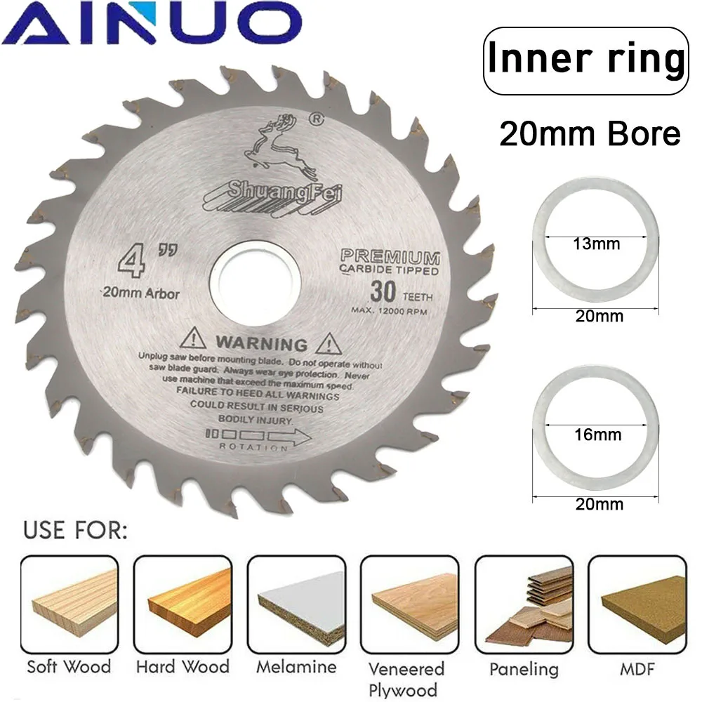 2Pc 4 Inch Circular Saw Blade Carbide Tipped Cutting Disc for Wood 4/5" Bore 40T 