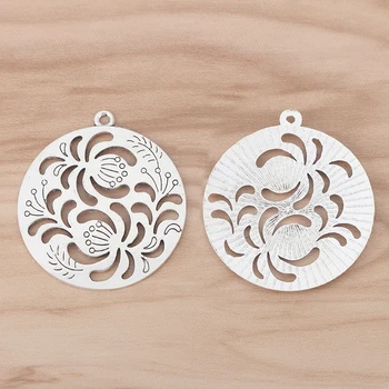 

10 Pieces Round Flower Charms Pendants for Jewellery Making Findings 40x40mm
