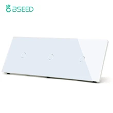 BSEED-Interruptor táctil de pared, accesorio estándar de la UE, 3 entradas, 1 vía, Triple Sensor con retroiluminación de cristal