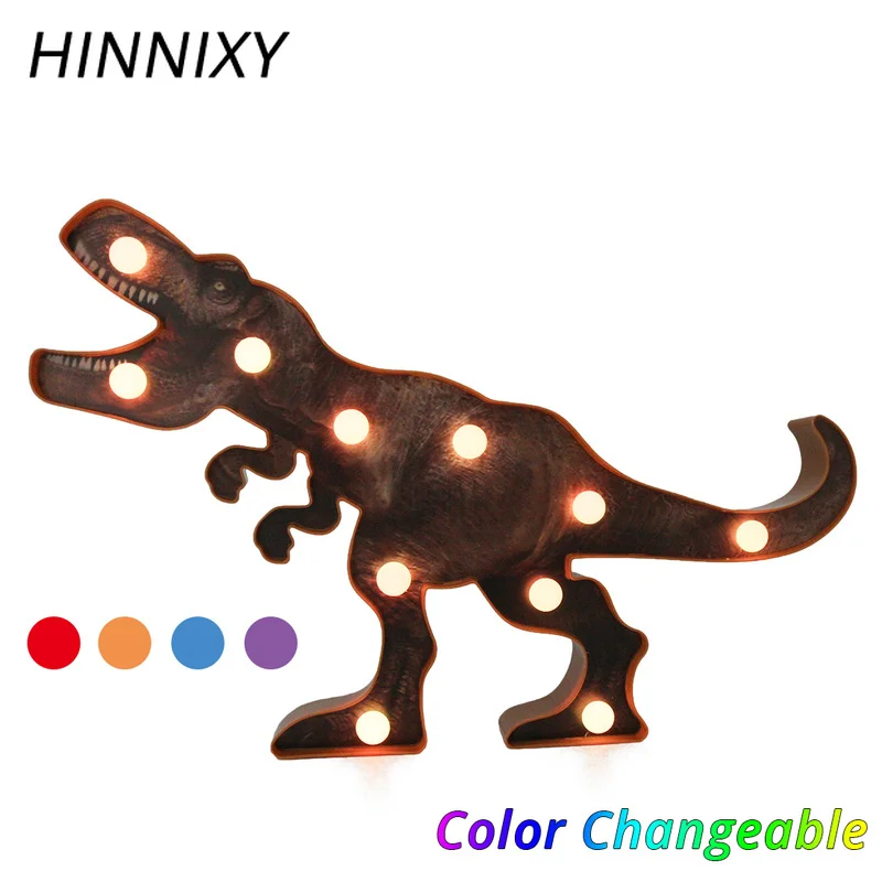 

Hinnixy Color Changable Dinosaur Night Light Remote Control 3D LED Toy For Kids Children Bedroom Decoration Boy Birthday Gifts