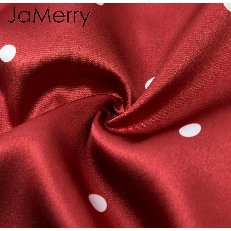 JaMerry, сексуальное женское платье в горошек, элегантное, высокая талия, фонарь, с рюшами, праздничное платье, уличная одежда, для девушек, с рюшами, с бантом, Летнее мини-платье