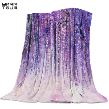 

Oil Painting Purple Artistic Conception Printed Nap Blanket Soft Comfortable Velvet Plush Oil Painting Blankets Warm Sofa Bed