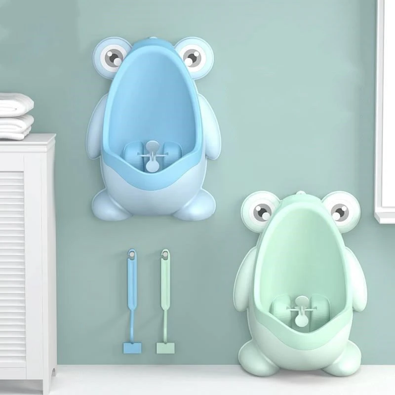 Urinario para niño pequeño, soporte de entrenamiento de inodoro montado en la pared de rana de dibujos animados, orinal Vertical para orina