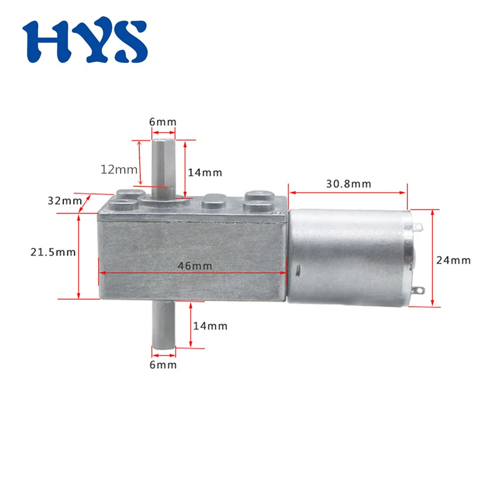 Il Doppio Riduttore Di Velocità 6Rpm Del Motoriduttore 6V 12 V 24V Di Cc Di Lunghezza 14Mm Dell'Albero A 210 Giri/Min Pwm Ha Invertito Il Jgy-370 Elet