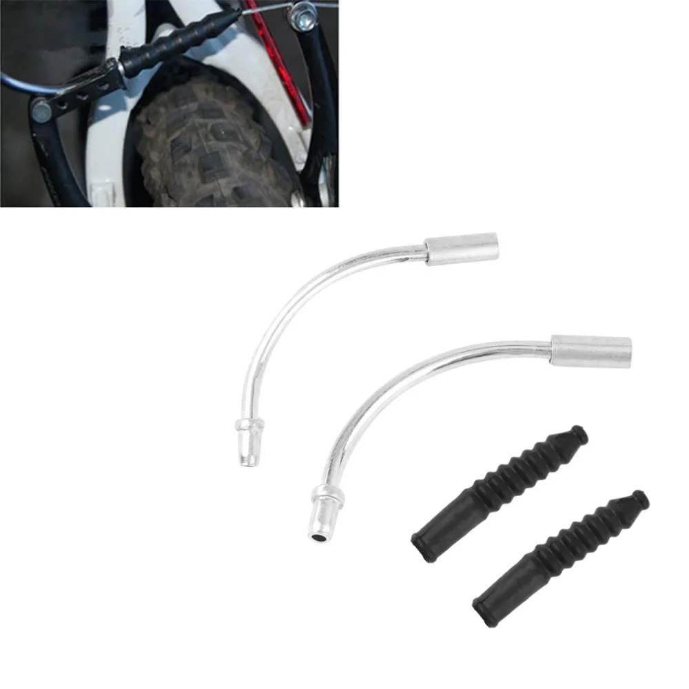 1 Pair Bike V Brake Noodles Cable Guide Bend Pipe with Plastic Boots Sleeves Set Brake Cable Protect Hose Accessories New