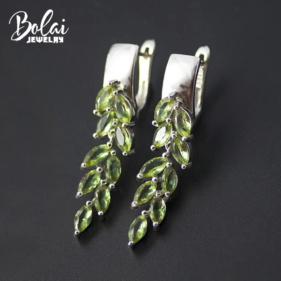 

Bolai color change zultanit clasp earrings real 925 sterling silver created diaspore gemstone 2019 women's earring Olive leaf