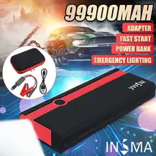 INSMA 99900 мач 12 в автомобильный пусковой усилитель, портативный USB автомобильное зарядное устройство, внешний аккумулятор, аварийный аккумулятор, набор для выживания