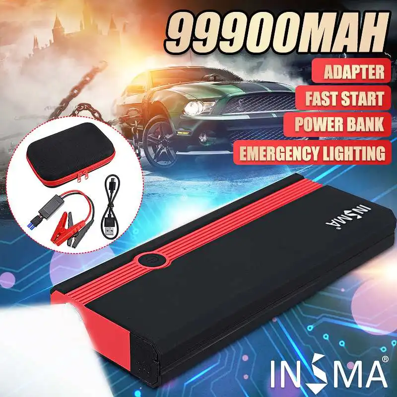 INSMA 99900mAh 12V автомобильный стартер для скачка Портативный USB Автомобильное