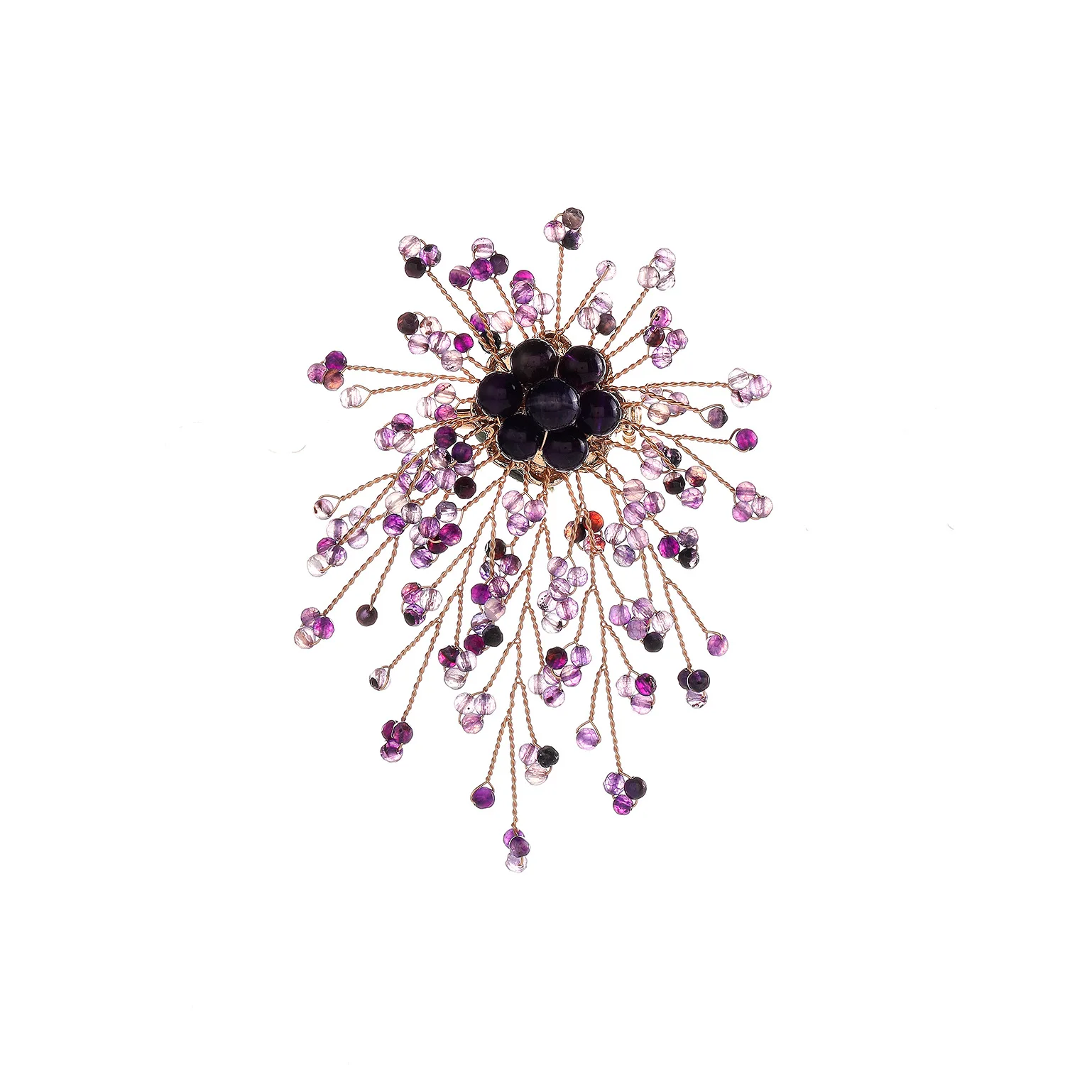 TANGTANG Costume Brooch Amethyst Corsage Elegant Brooch New Crystal Brooch Hand-woven Gypsophila Freshwater Pearl Brooch Fashion