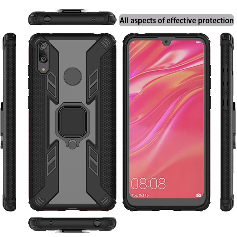 Для Huawei Y7 чехол Магнитный Анти-осенний Мягкий край ударопрочный полный чехол для Huawei Y7 Pro кольцо держатель чехол для телефона