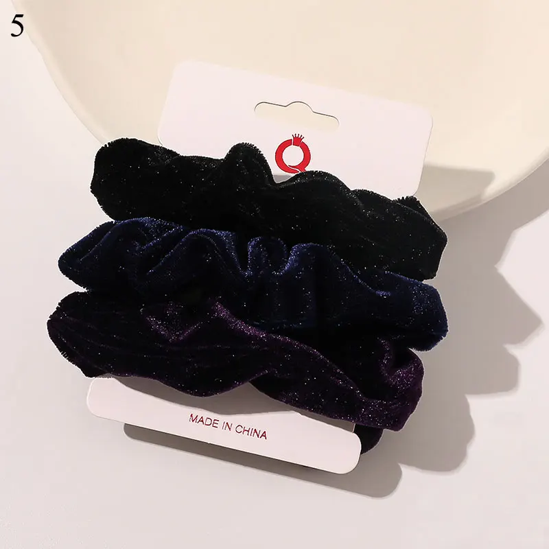 pearl hair clip 3-6Pcs Velvet Hair Rope Satin Sequin Cloth Scrunchies Elastic Hairband Women Ponytail Holder Hair Ties Girls Hair Accessories head wrap for women Hair Accessories